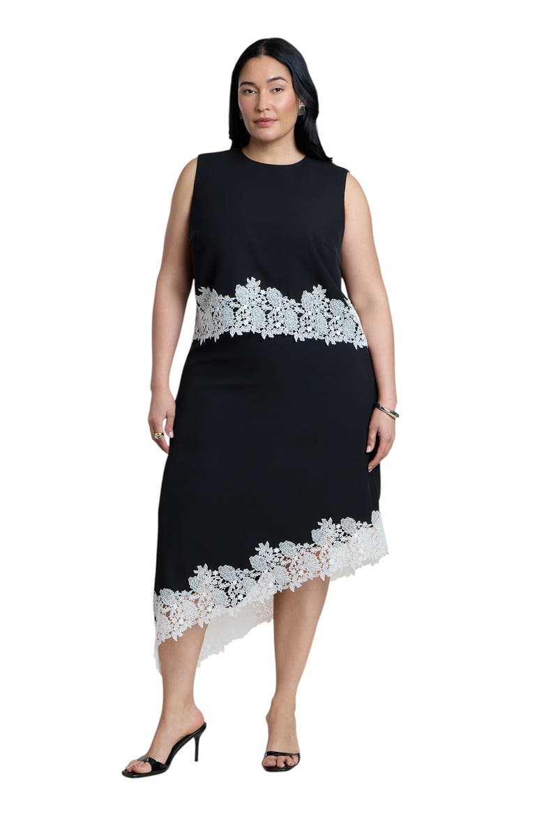 Sleeveless Lace Trimmed Top (plus), Alternate, color, BLACK ONYX
