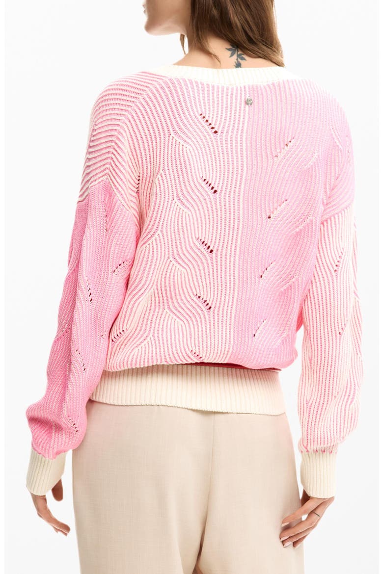 Colorblock Cotton Blend Pointelle Sweater, Alternate, color, PINK