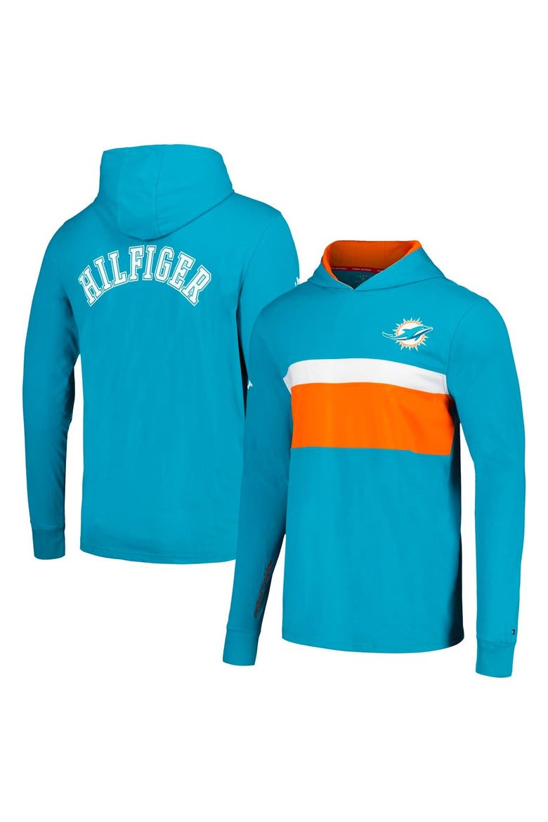 Men's Tommy Hilfiger  Aqua Miami Dolphins Morgan Long Sleeve Hoodie T-Shirt, Main, color, Aqua