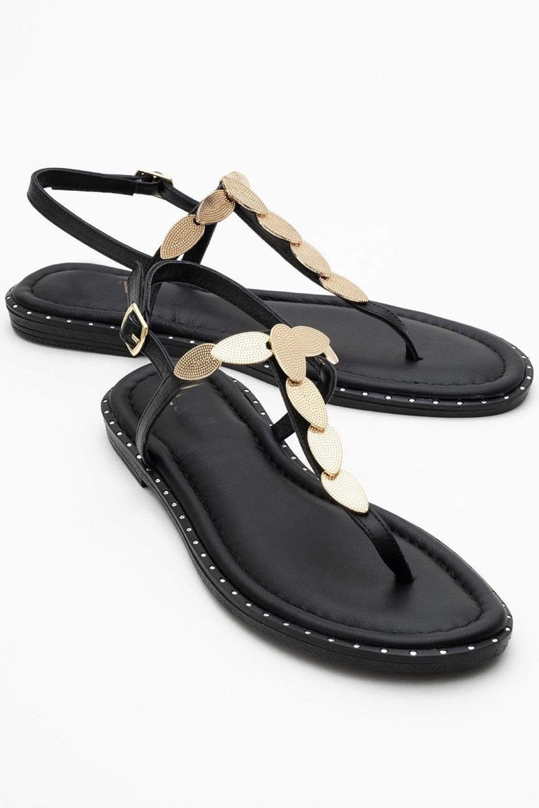 Forever & Always Shoes Marea Leather Flat Sandal, Main, color, Black Leather
