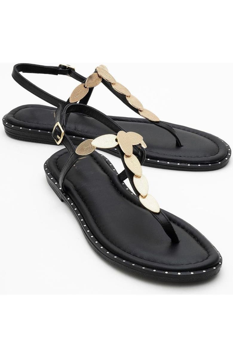 Forever & Always Shoes Marea Leather Flat Sandal, Main, color, Black Leather