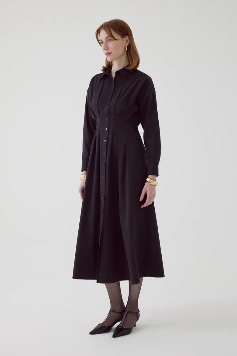 Billie Midi Dress, Alternate, color, BLACK