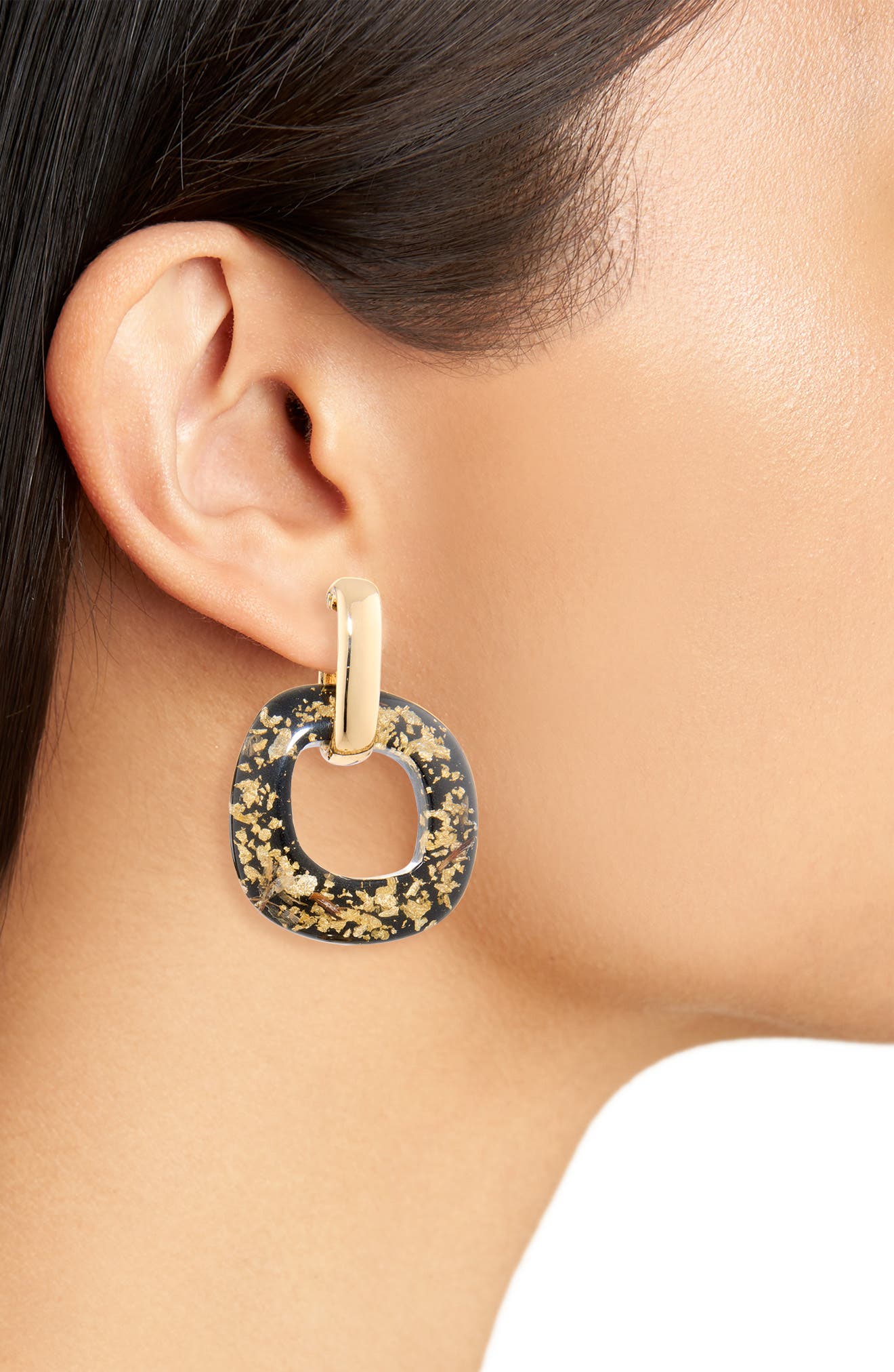 NATASHA Resin Preserved Flower Drop Huggie Hoop Earrings (Women ...