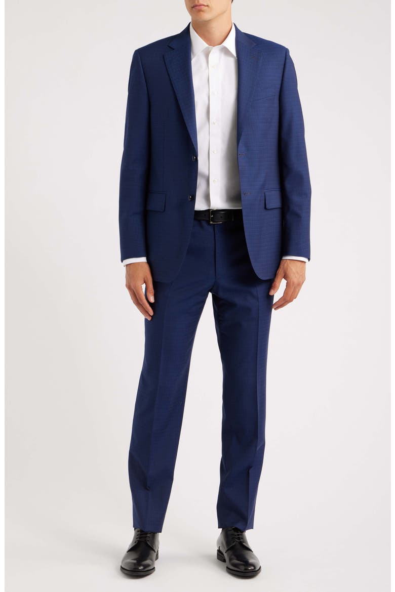 Flynn Classic Fit Navy Check Wool Suit, Main, color, BLUE