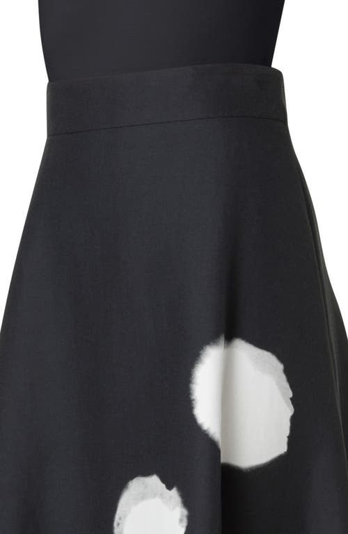 Akris Windflower-print Cotton Silk A-line Midi Skirt In Black-ecru