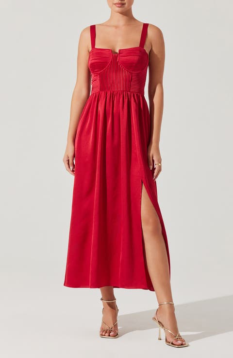 Pleated Bustier Midi Dress