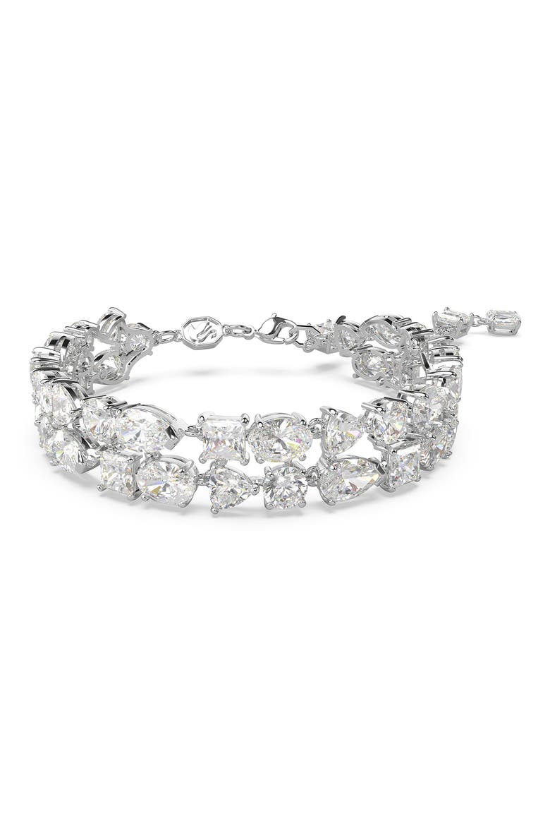 Mesmera Crystal Double Row Bracelet, Main, color, SILVER