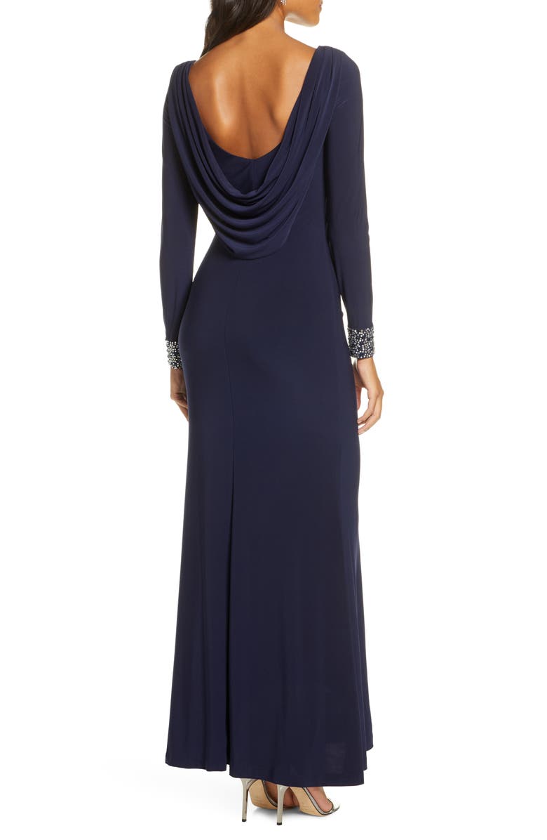 Vince Camuto Beaded Long Sleeve Gown, Alternate, color, 