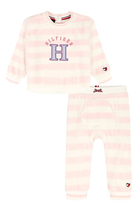 Silky Faux Shearling Pullover & Leggings Set (Baby)