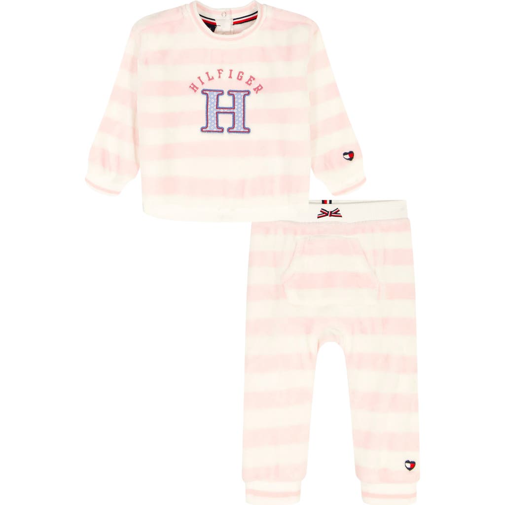 Tommy Hilfiger Silky Faux Shearling Pullover & Leggings Set In Pink