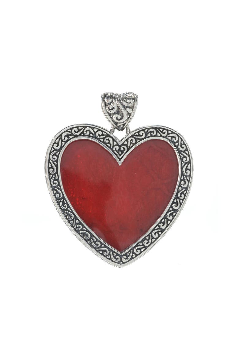 Bali Design Heart Pendant, Main, color, RED