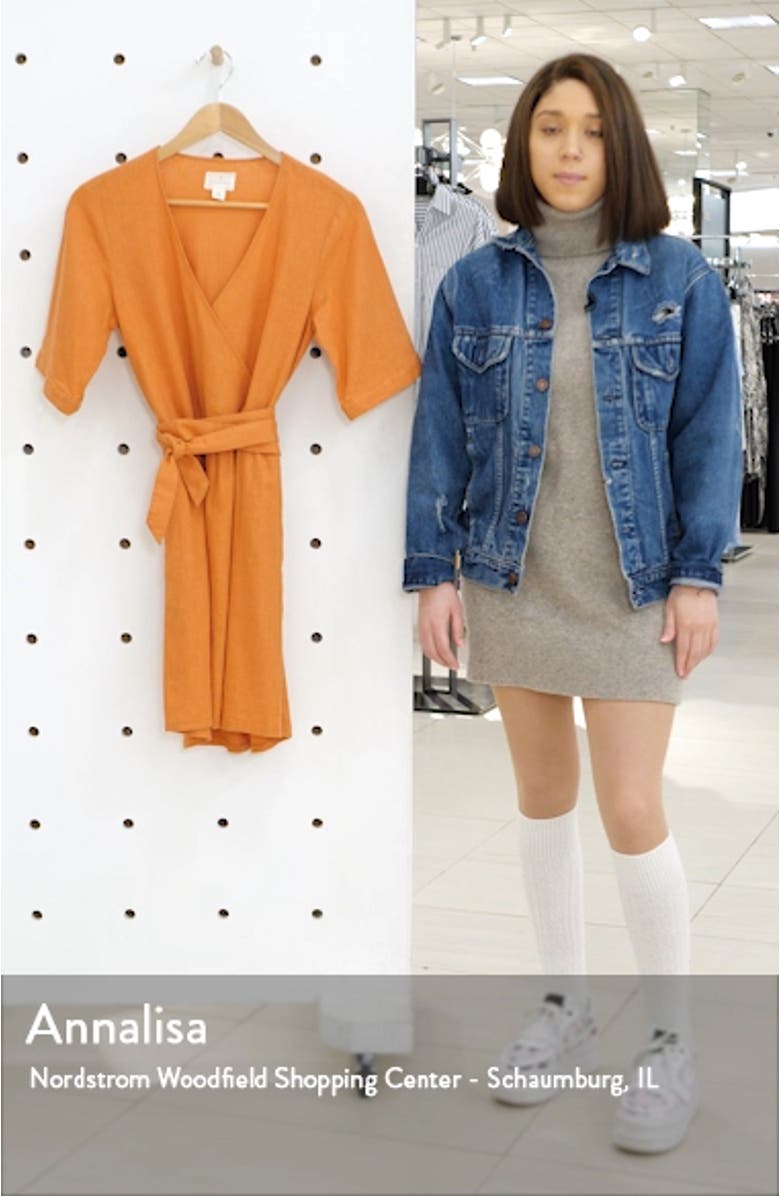 Linen Blend Faux Wrap Dress, sales video thumbnail