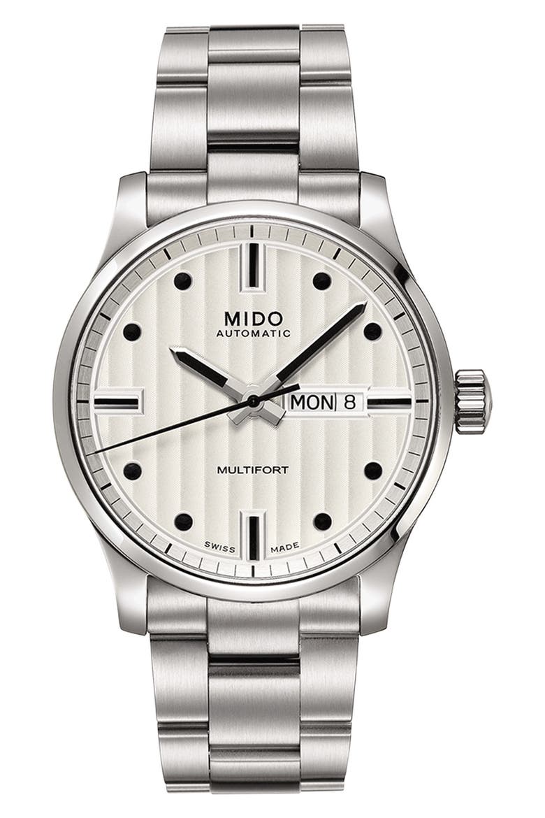 Multifort Automatic Bracelet Watch, 42mm, Main, color, SILVER/ WHITE