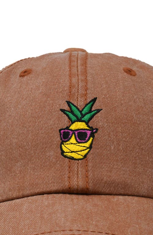 Dalix Pineapple Embroidered Dad Hat In Washed Orange