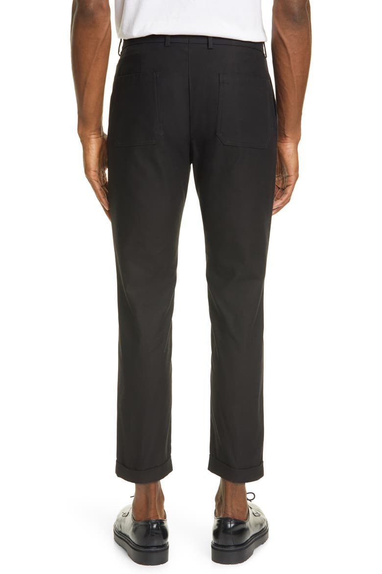 Compact Cotton Twill Crop Trousers, Alternate, color, BLACK