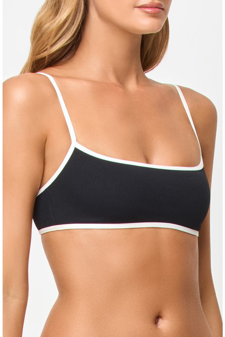 Clark Moderate Coverage Bikini Top, Alternate, color, BLACK/ CREAM