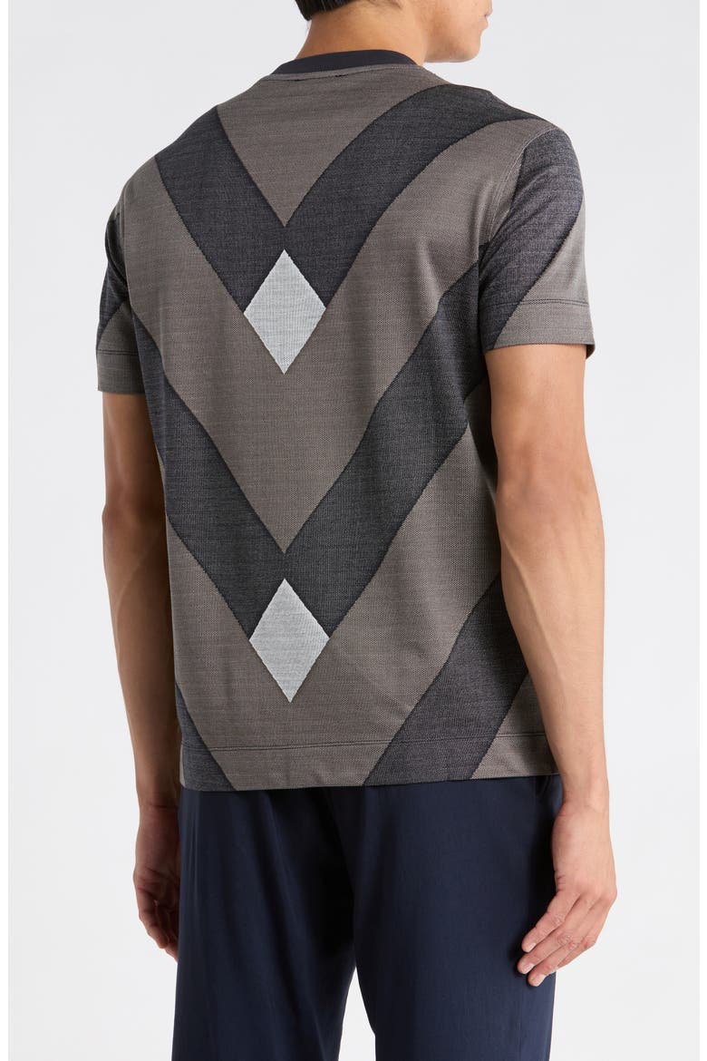 Jacquard Knit Crewneck T-Shirt, Alternate, color, NAVY