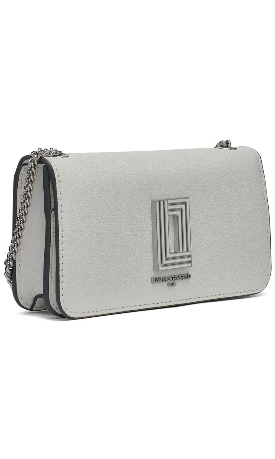 KARL LAGERFELD PARIS Kosette Shoulder, Alternate, color, Winter White/Silver