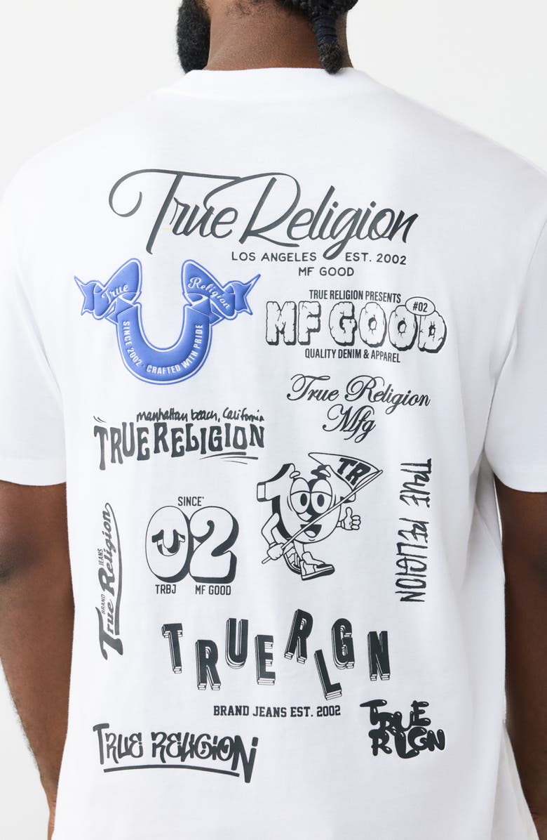True Religion Ribbon Sketch Logo Graphic T-Shirt, Alternate, color, Optic White