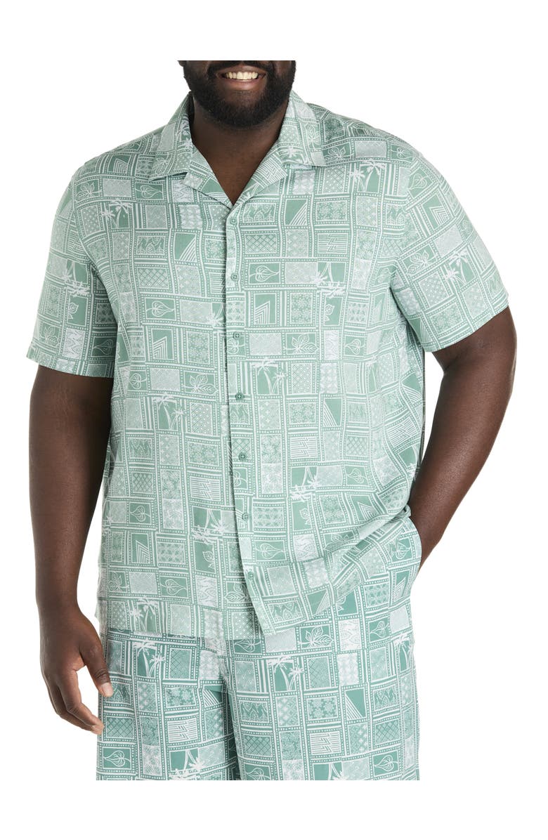 Society of One by DXL Big & Tall Cabana Sport Shirt, Main, color, Green