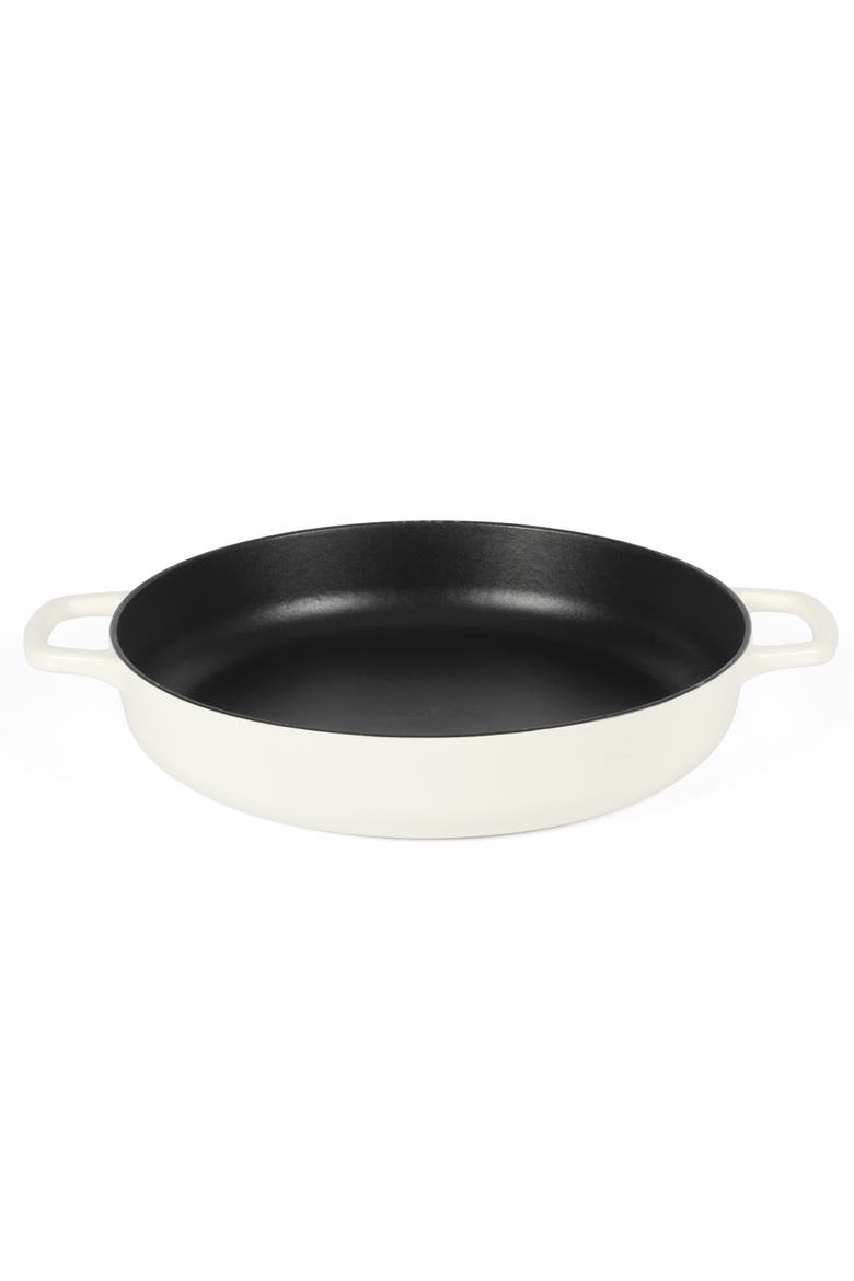Enameled Cast Iron 7-in-1 Multipurpose Braiser Pan with Borosilicate Glass Lid, Alternate, color, Linen White