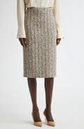 ST. JOHN Metallic Collage Tweed Pencil Skirt