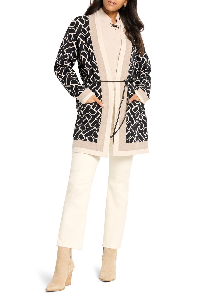 Belted Esquestrian Cardigan, Alternate, color, NEUTRAL MULTI