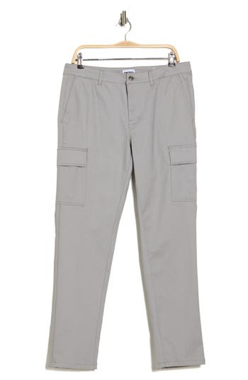 Dkny Powerstretch Flat Front Cargo Pants In Light Grey