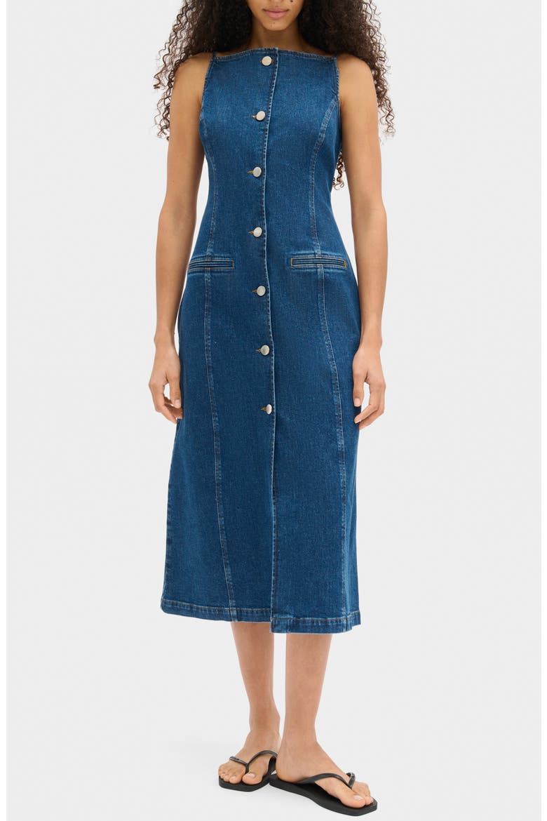 Sanitago Sleeveless Denim Dress, Main, color, MID BLUE