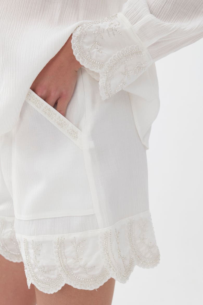 Stone Detailed Shorts, Alternate, color, White