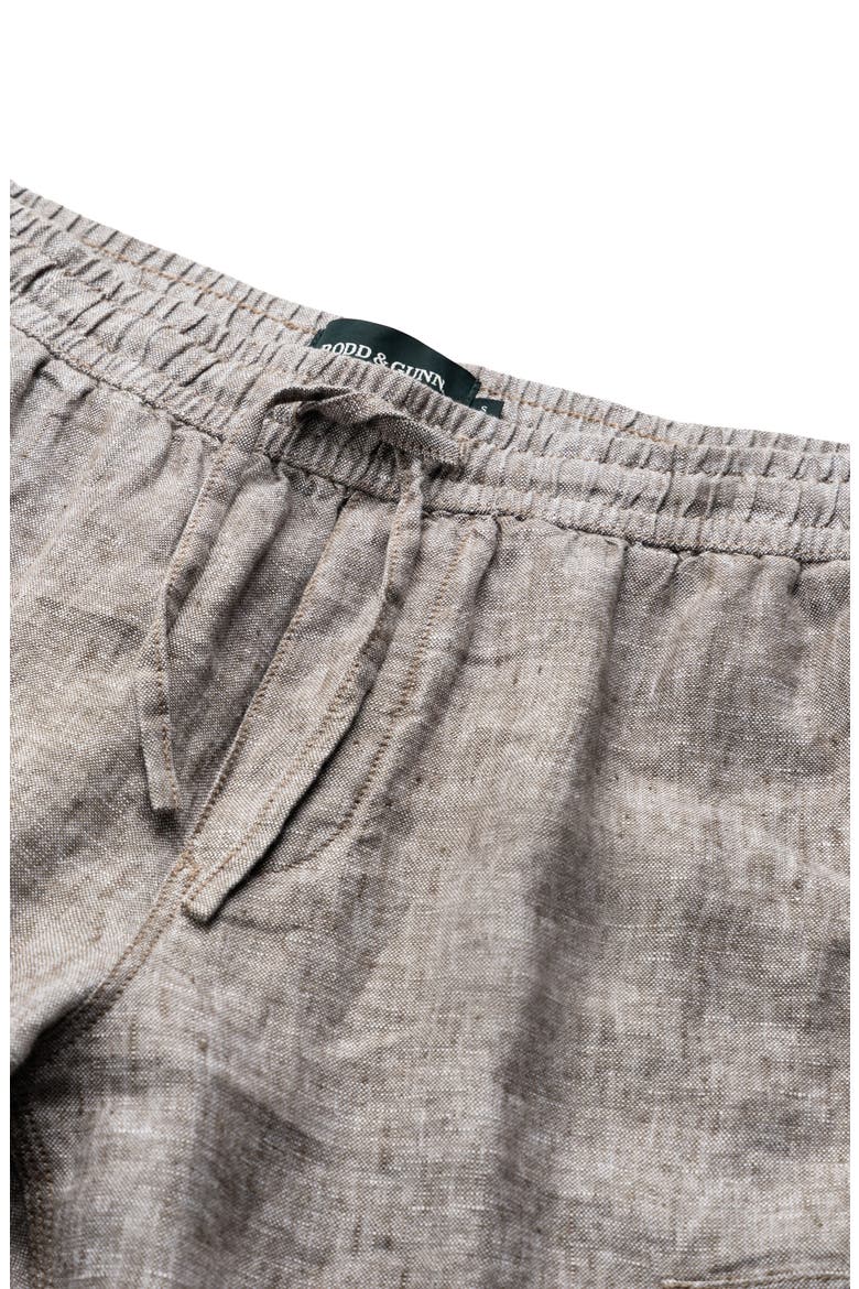 Resort Slub Linen Drawstring Cargo Shorts, Alternate, color, MOCHA