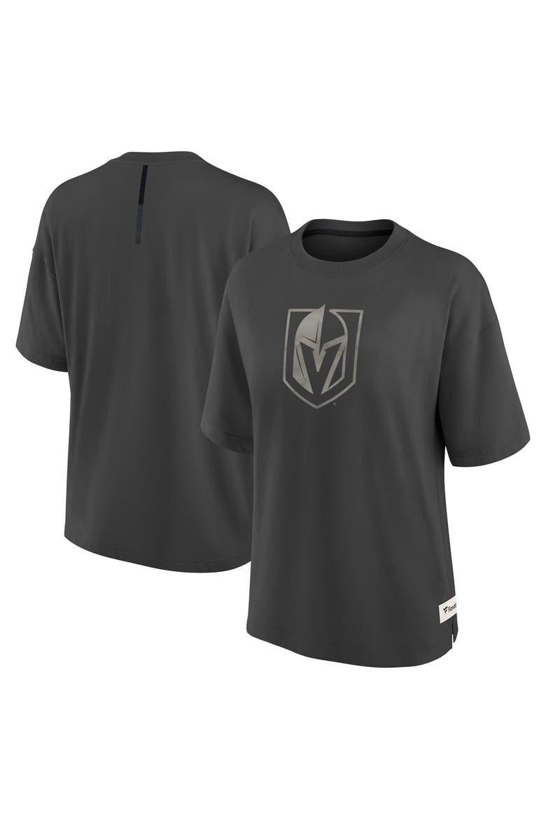 Women's Fanatics Charcoal Vegas Golden Knights Oversized Elements Raw Edge Future Ground T-Shirt, Alternate, color, Charcoal