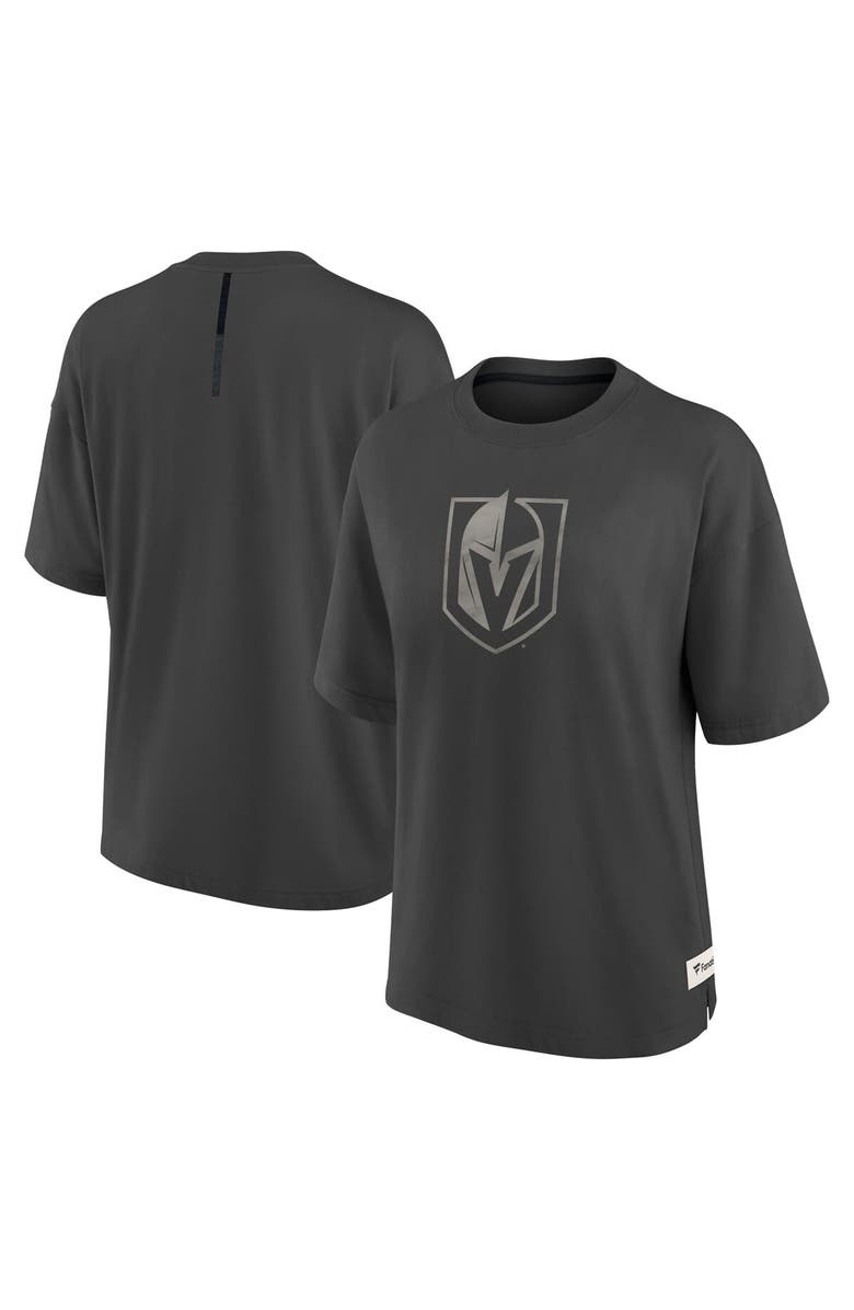FANATICS Women's Fanatics Charcoal Vegas Golden Knights Oversized Elements Raw Edge Future Ground T-Shirt, Alternate, color, Charcoal