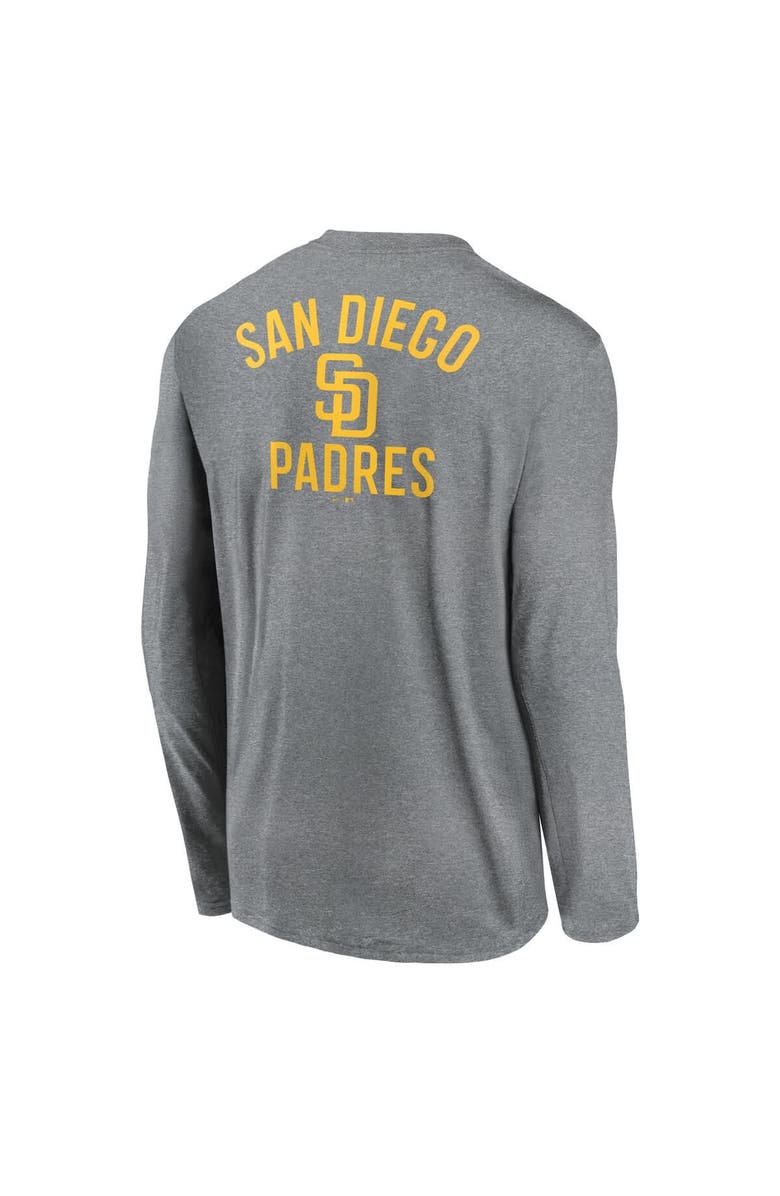 Nike Men's Nike Heather Charcoal San Diego Padres 2-Hit Legend Performance Long Sleeve T-Shirt, Alternate, color, Heather Charcoal