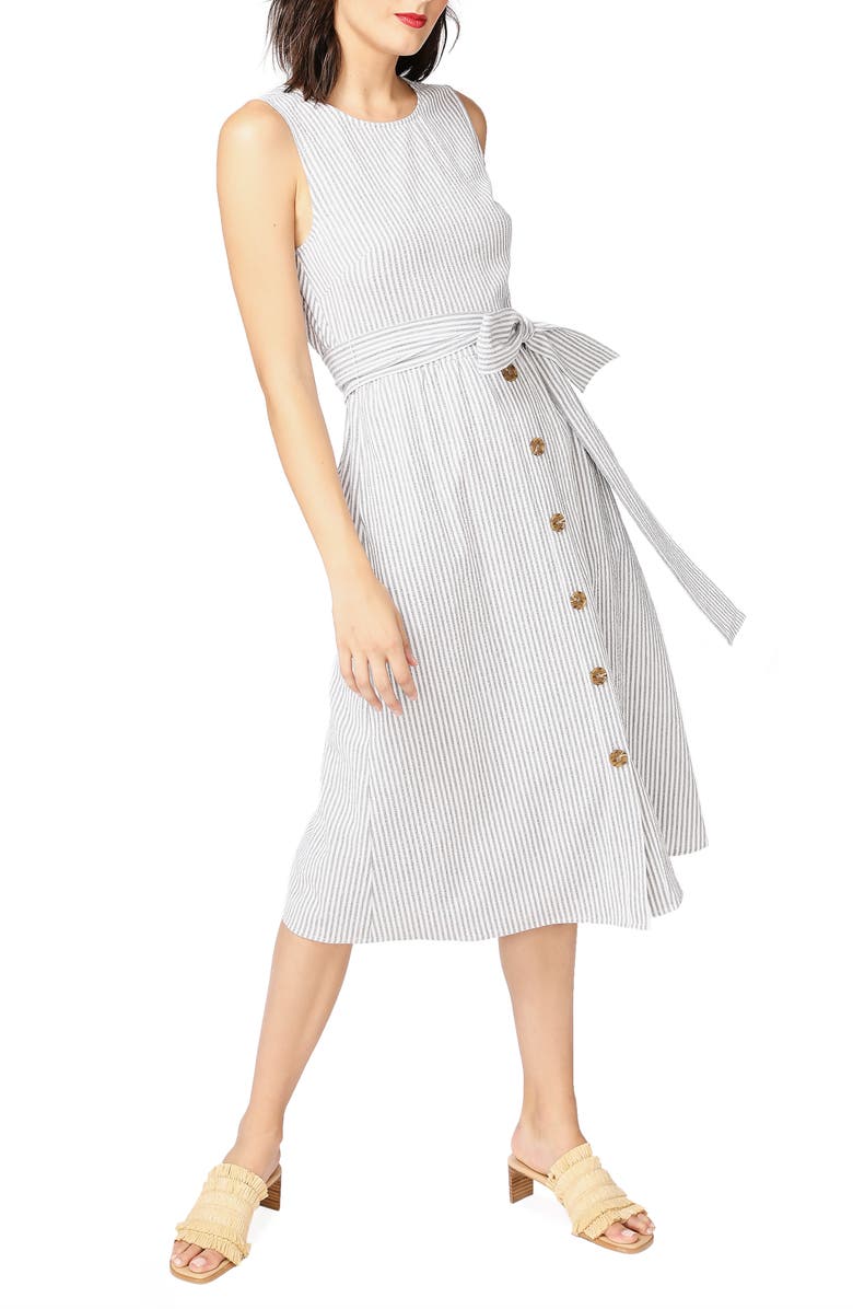 Court & Rowe Sleeveless Stretch Cotton Seersucker Dress, Alternate, color, 
