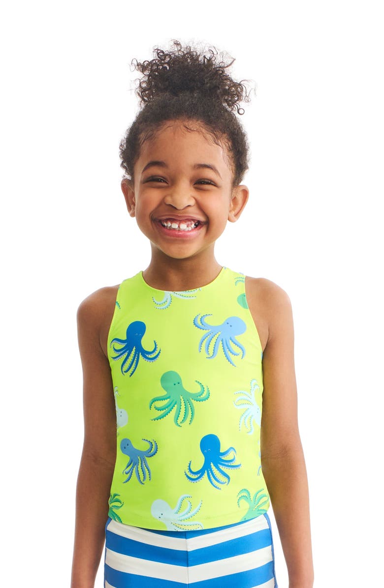 Primary Kids Swim Tank In Ocean Pals, Alternate, color, Lime Octopus