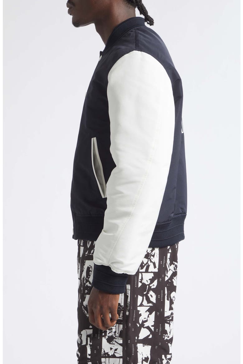 Logo Satin Varsity Jacket, Alternate, color, NAVY/ WHITE
