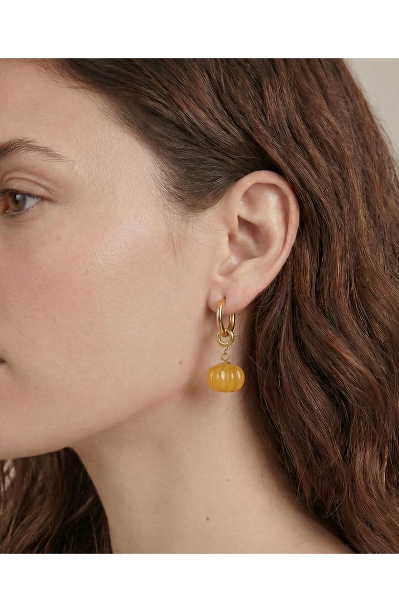 seree Harvest Pumpkin Jade stone charm earrings, Alternate, color, Yellow