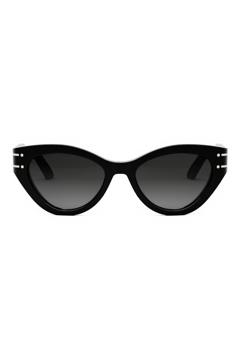 ‘DiorSignature B7I 52mm Cat Eye Sunglasses, Main, color, SHINY LIGHT BLUE / SMOKE