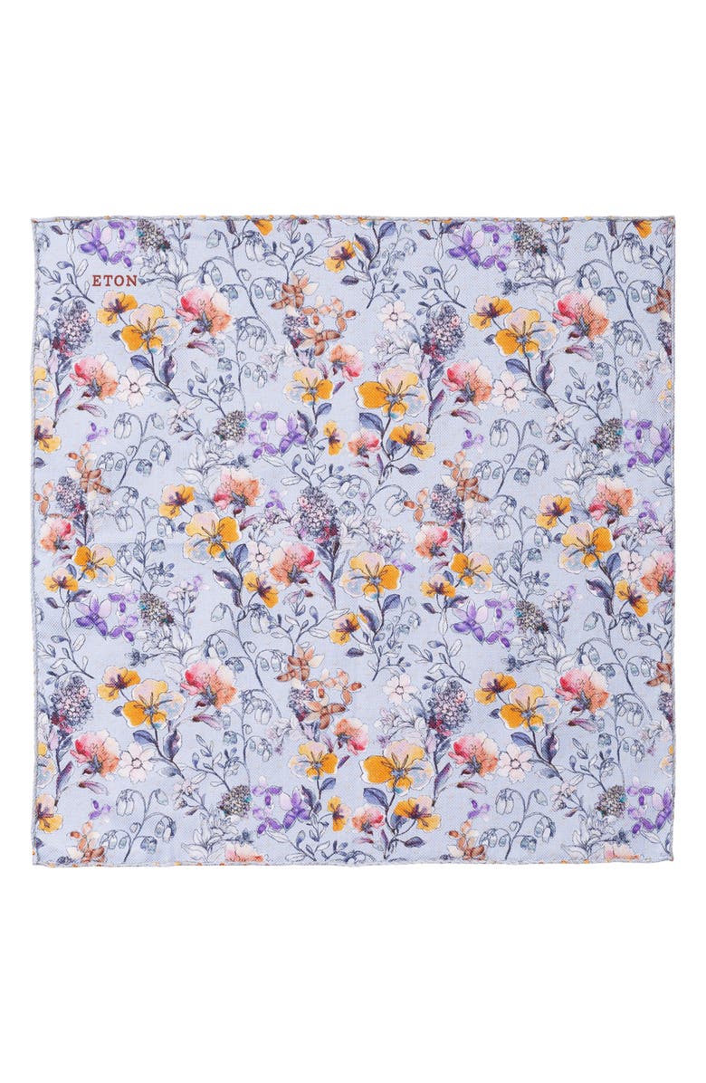 Eton Floral Silk Reversible Pocket Square, Alternate, color, 