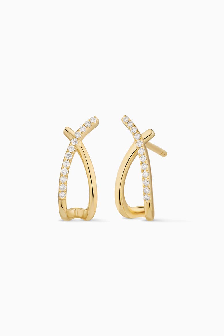 14K Yellow Solid Gold Kisses Diamond Drop Earrings, Main, color, Yellow Gold, Natural Diamonds