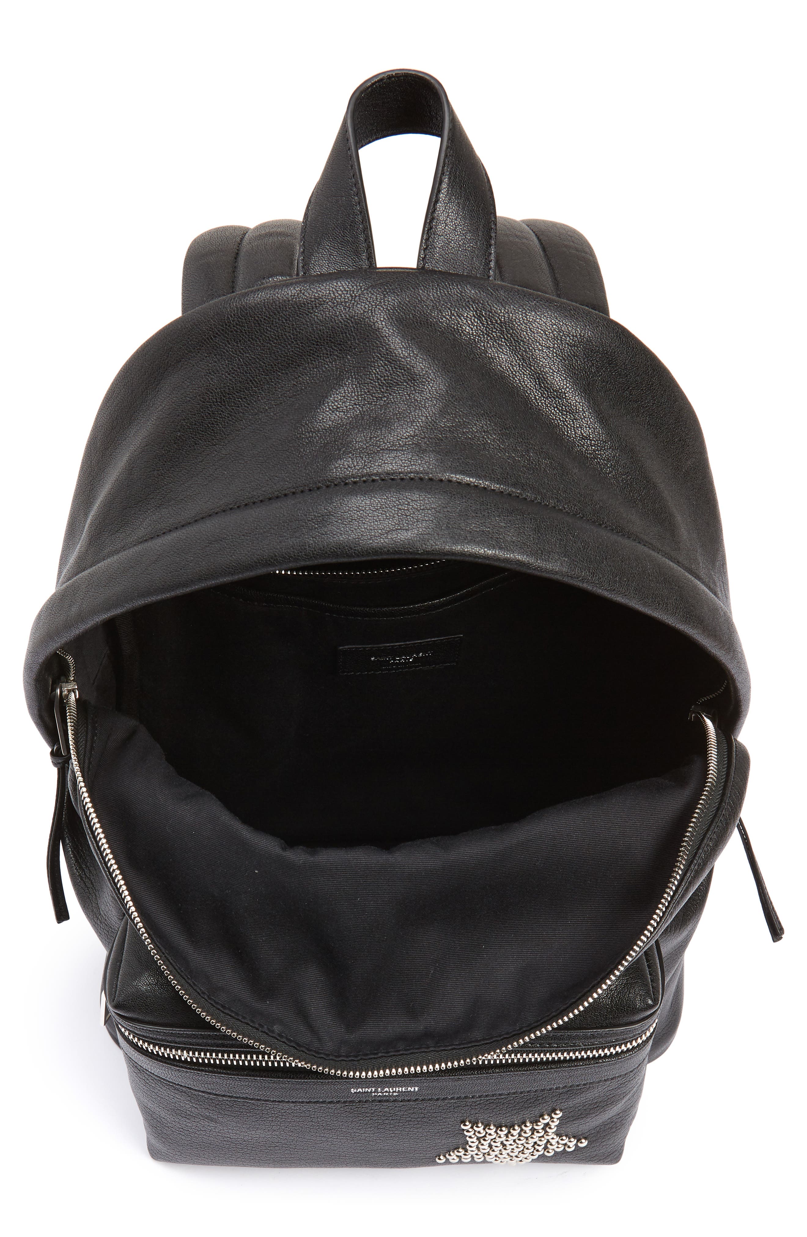 Saint Laurent Mini City Stars Leather Backpack, Alternate, color, 