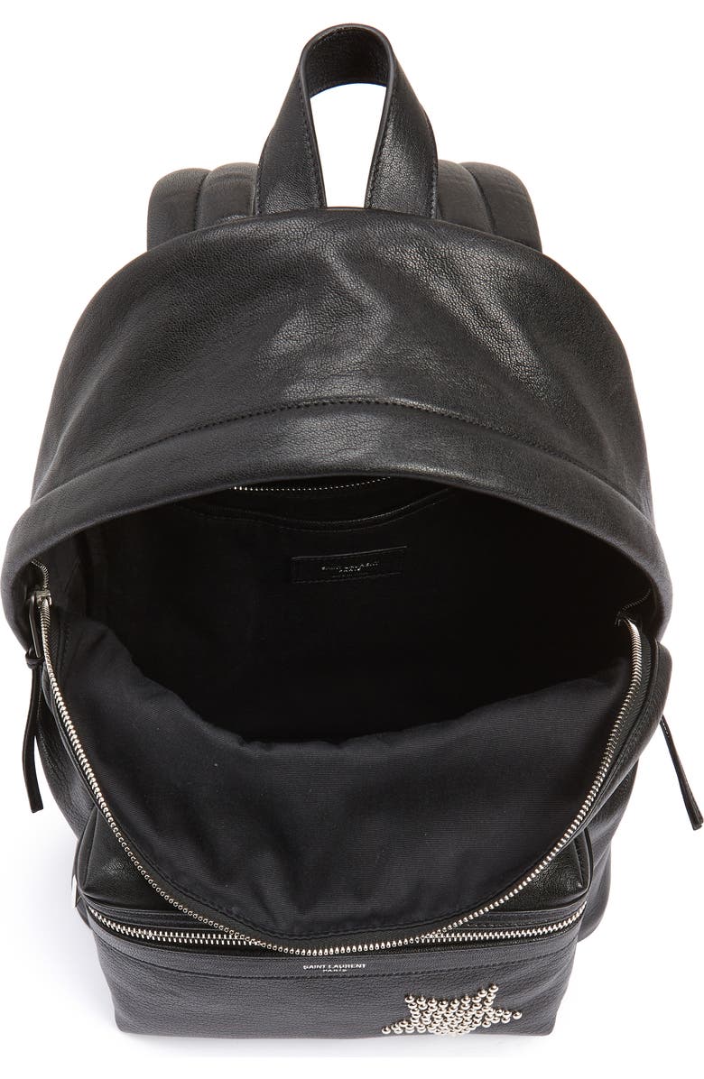 Saint Laurent Mini City Stars Leather Backpack, Alternate, color,