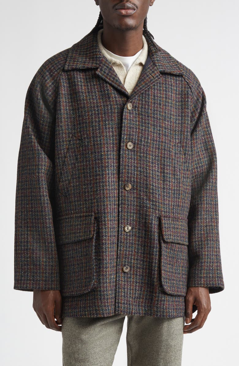 De Bonne Facture Forest Houndstooth Wool Tweed Jacket, Main, color, Navy Houndstooth