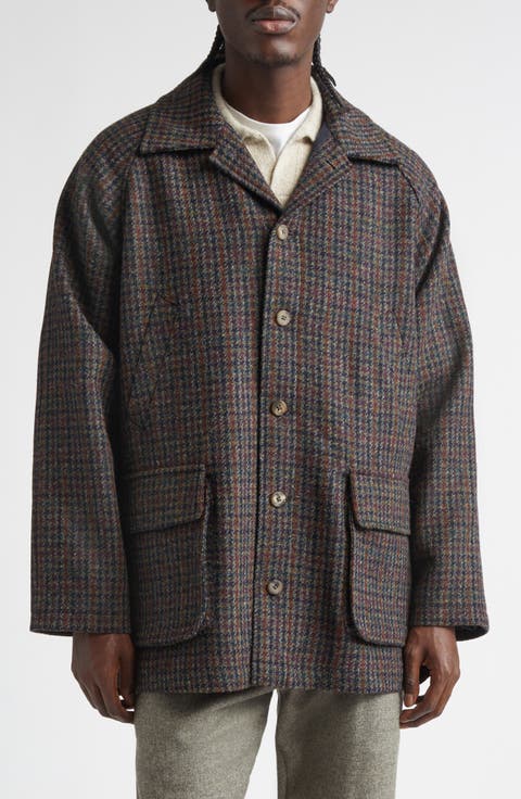 Forest Houndstooth Wool Tweed Jacket