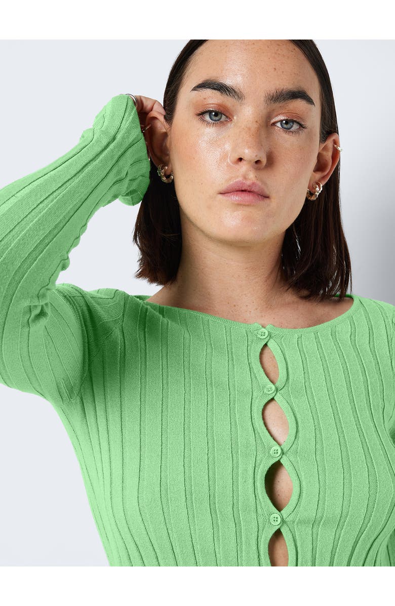 Noisy may Frey Rib Cutout Long Sleeve Crop Cardigan, Alternate, color, 