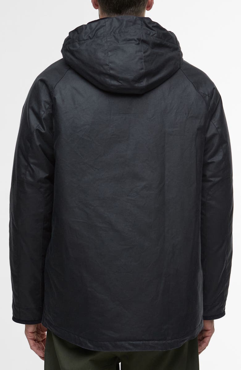 Barbour Modern Waxed Cotton Jacket with Removable Hood, Alternate, color, Navy