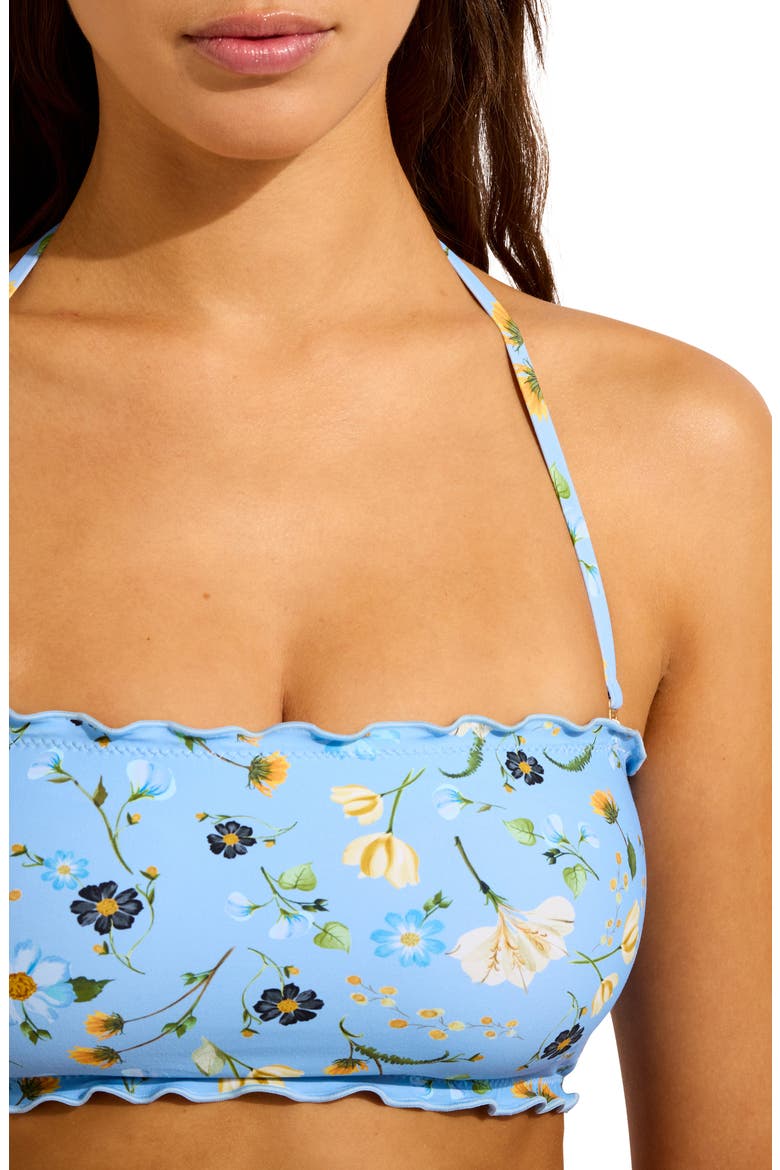 Lettuce Edge Bandeau Bikini Top, Alternate, color, POWDER BLUE