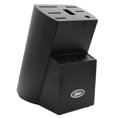 Oster Wellisford 14 Piece Stainless Steel Cutlery Set With Black Rubber Wood Block In Black