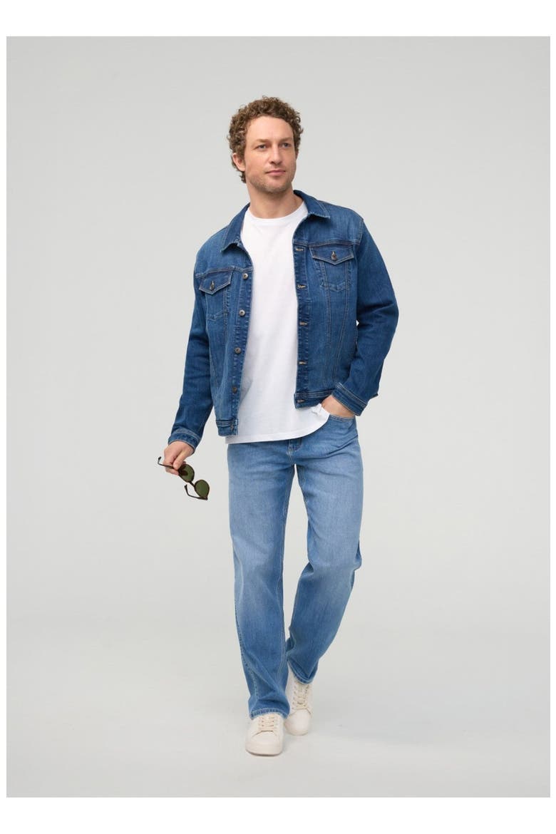 Performance Denim All Season Trucker Jacket, Alternate, color, Alpine-Indigo